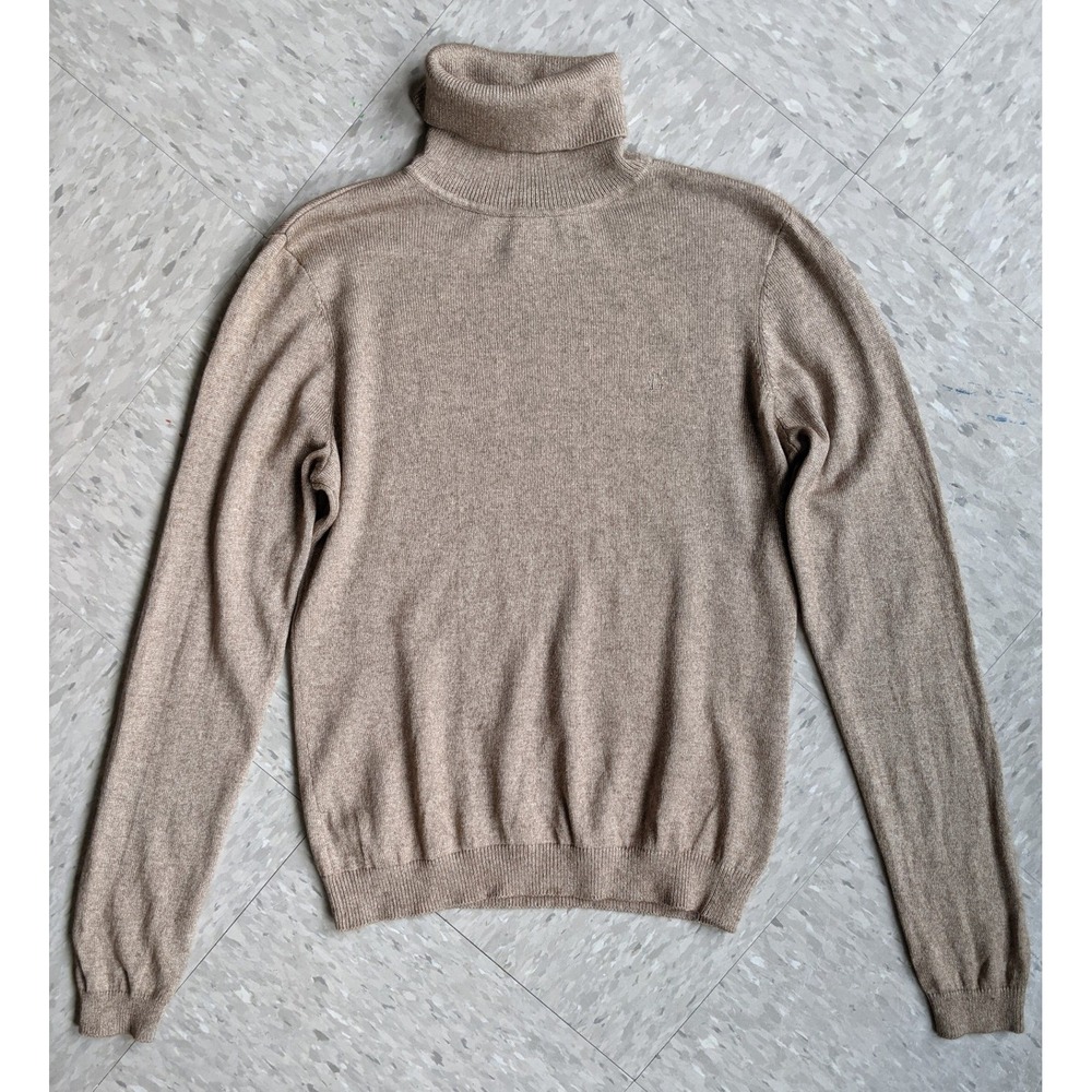 Lauren Ralph Lauren Petite Tan Silk Cashmere Blend Turtleneck Sweater P/M